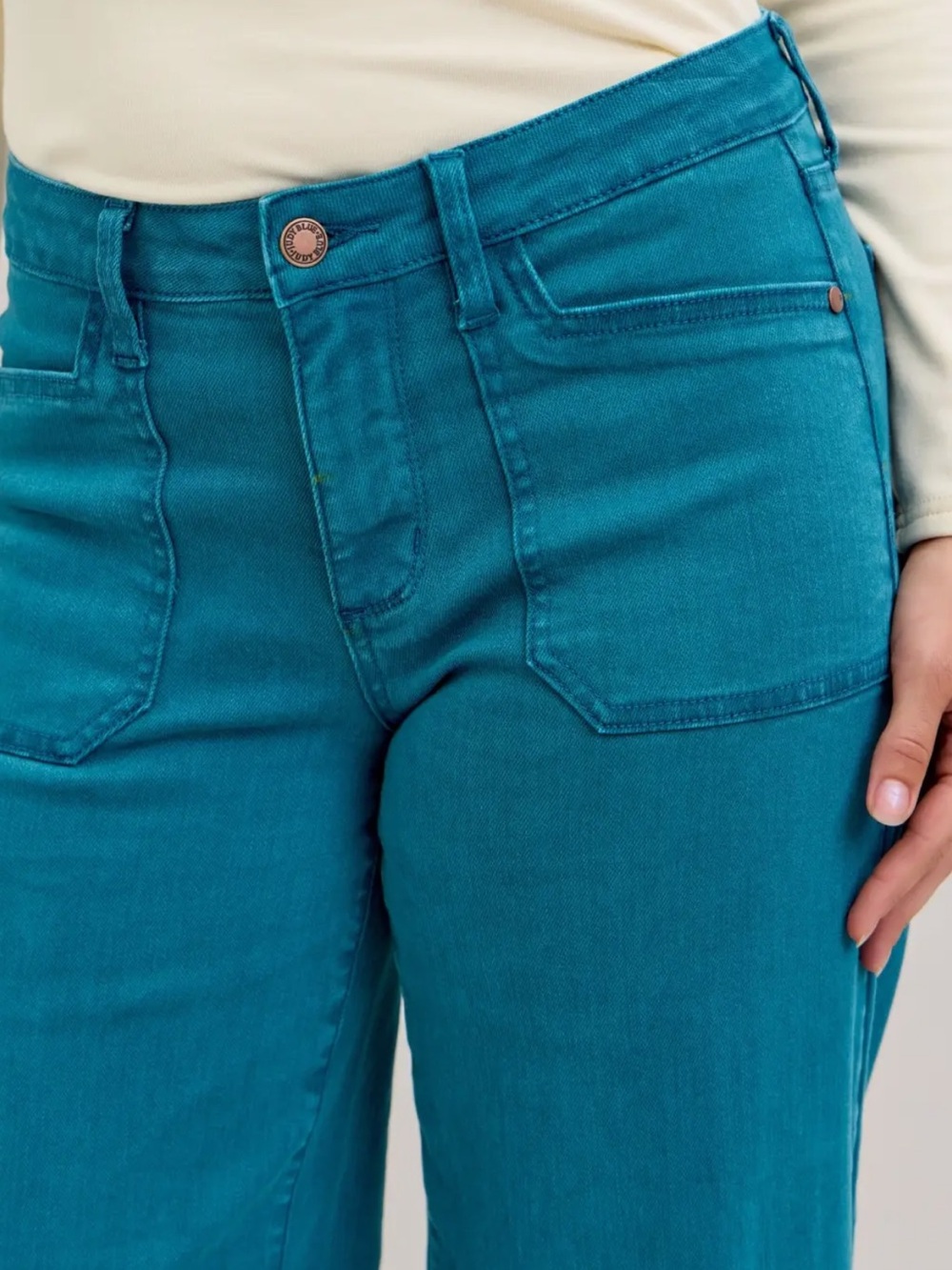 Judy Blue Teal High-Rise Wide Leg Jeans - Picture 2 of 4